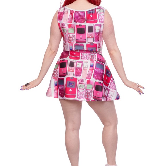 FASHION WH0RE Pink Vintage Cellphone 2 pc. Set. Crop top and Skirt - Picture 3 of 6